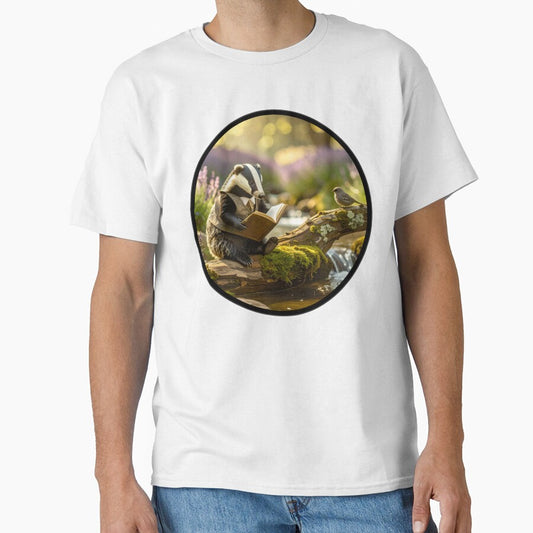 Cottagecore Badger Reading a Book | Light Academia, Bookish Animal Art by Englandbear