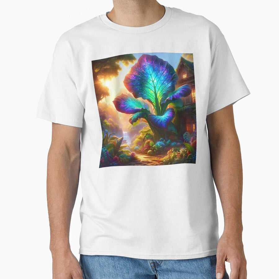 Giant Elephant Ear Plant Garden – Fantasy House Scene with Lush Tropical Foliage by EmeraldeaArt
