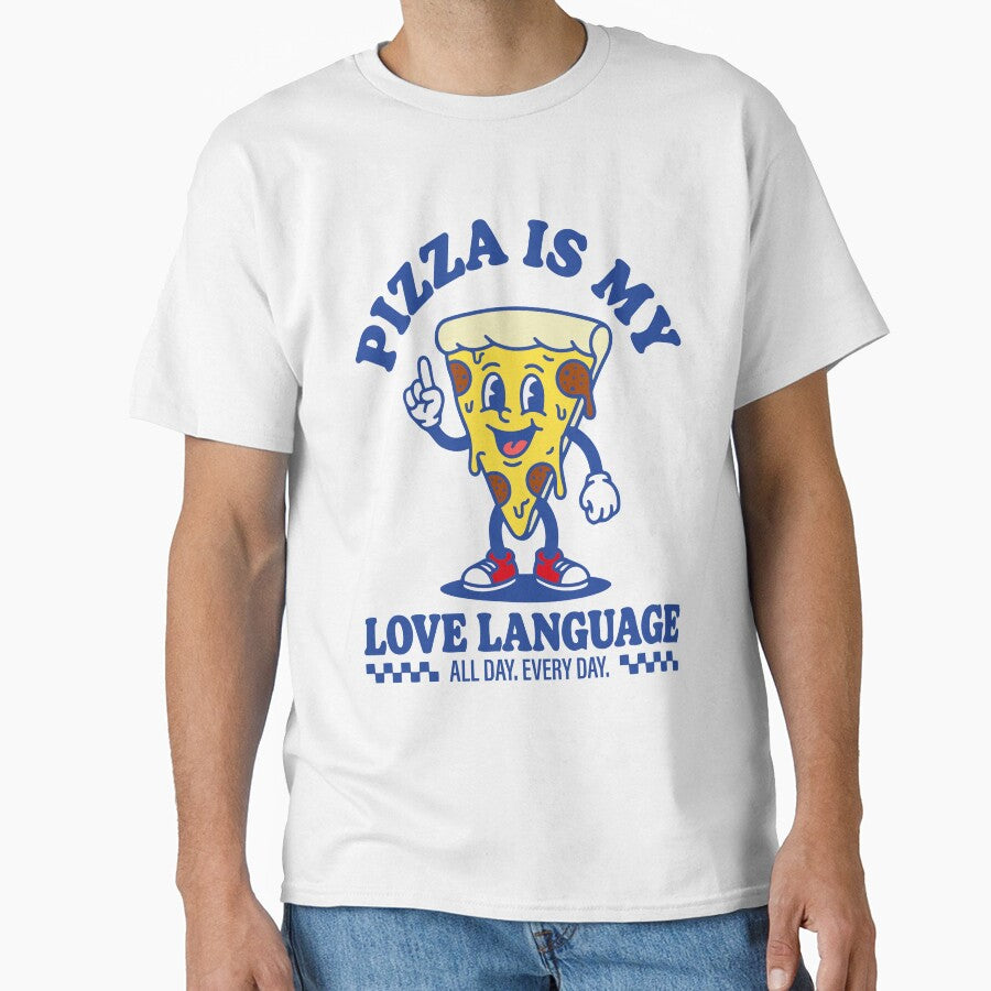 Pizza Is My Love Language — Retro Mascot Walking Character Food Humor by Mdozet