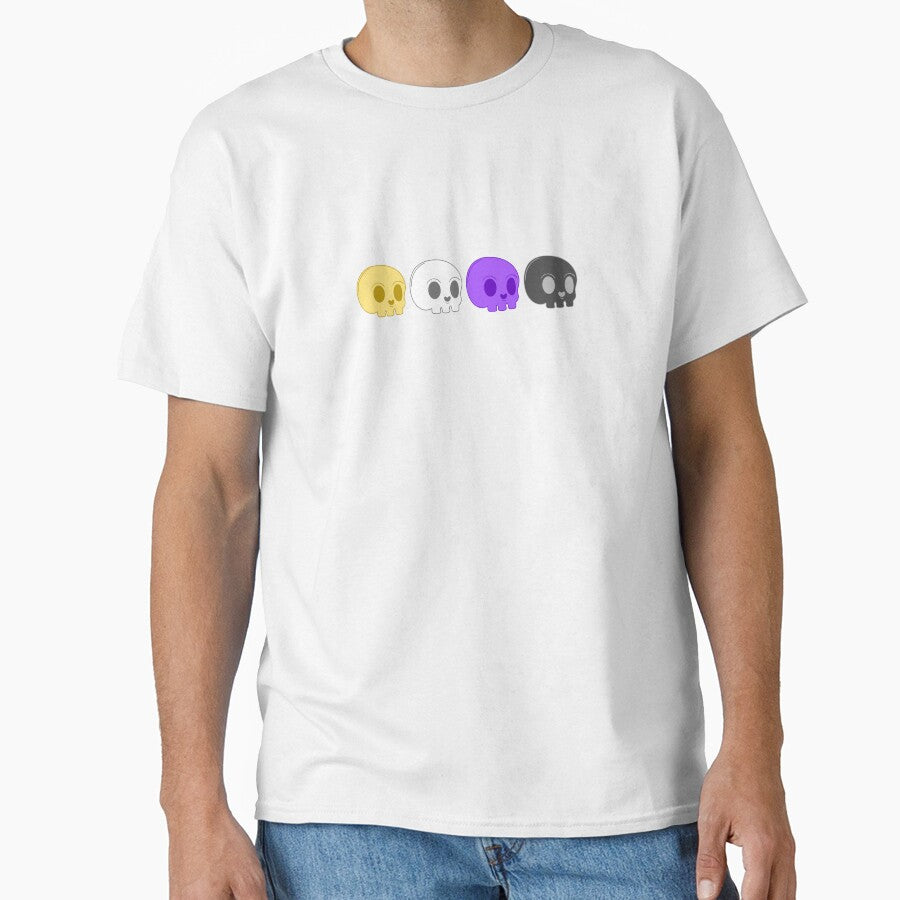 Subtle Nonbinary Pride Flag, Discreet Enby Pride, Creepy Cute Pastel Goth Skull, LGBTQ by SweetestPrints