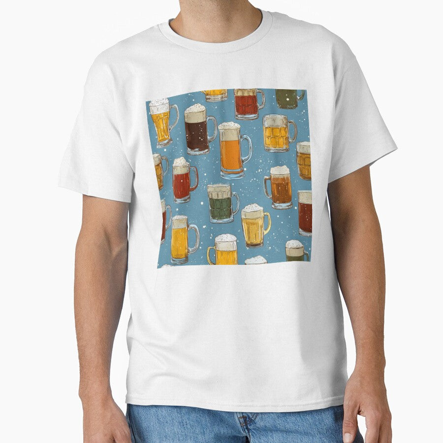 Hand-Drawn Beer Mugs Pattern Craft Beer Drinker by NicolasGlowArt