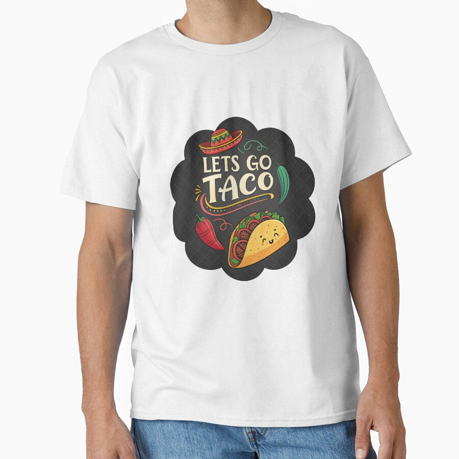 Let’s Go Taco – Funny Food Pun Mexican Taco Design by PnrArtDesign