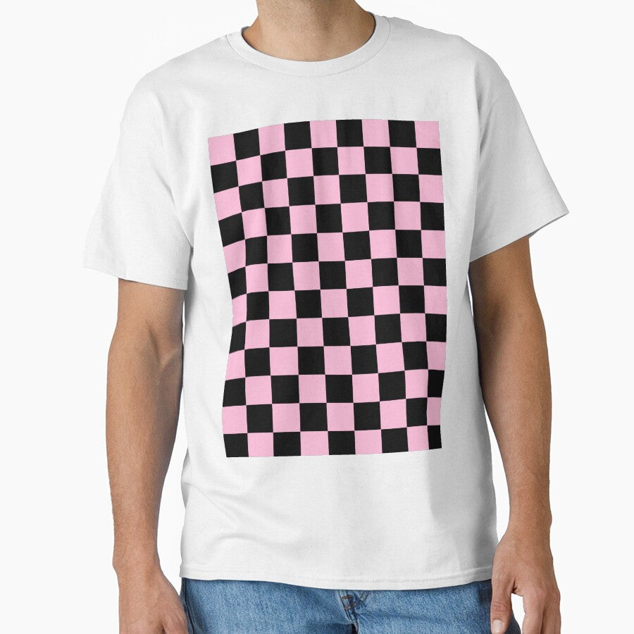 Checkered - Black and Cotton Candy Pink by JustPatterns2