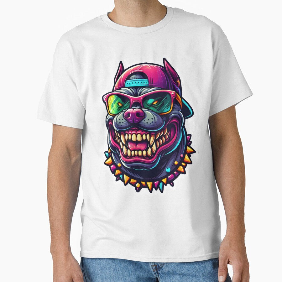A stylish pitbull with a beautiful cap and fancy sunglasses by ShihawyAhmad