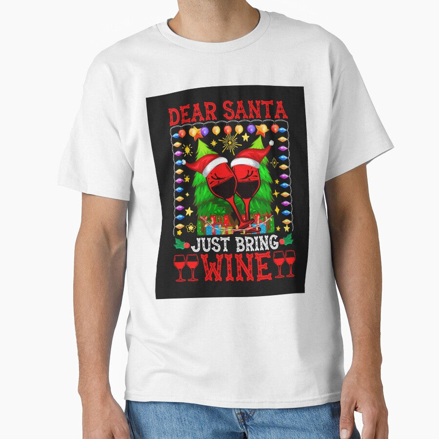 DEAR SANTA JUST BRING WINE NOVELTY CHRISTMAS FOR HER by AllThatIsWelsh