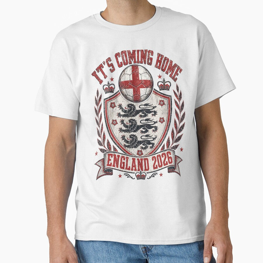 It's Coming Home England 2026 World Cup Soccer T-Shirt by KickoffStudio
