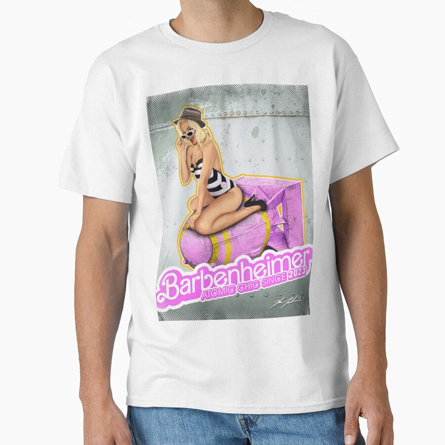 Barbenheimer Cheesecake Art with Logo – Oversized Retro Pin-Up Style by Joymurysoa