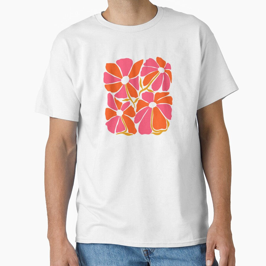 Oversized Orange and Pink Abstract Modern Flowers by EliveraDesigns