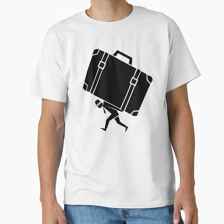 Geometric Person Carrying Oversized Suitcase by quibrak