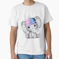 Cute elephant in pink and blue hat by enaid