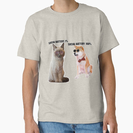 Social Battery 1% vs 100% – Funny Introvert Cat & Extrovert Dog Meme by The Grumpy Pet Club