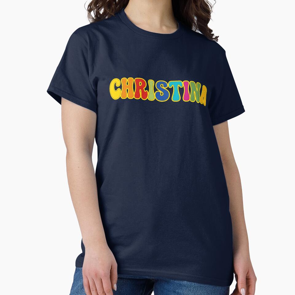 ❤️ Christina Personalized Name Wavy Retro Shirt, Coffee Mug, Sticker Gift by HelixPedia