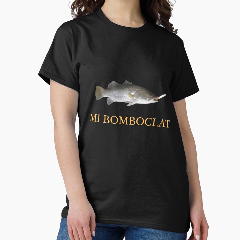 Mi Bomboclat Smoking Fish Meme — Funny Retro Barramundi Design | Silly Sea Life Illustration by Colorful-Garden