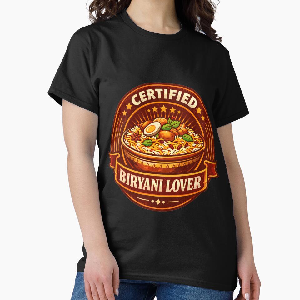 Certified Biryani Lover | Vintage Badge Indian Food Design | Funny Biryani Lover Gift Idea by Globalcitytees