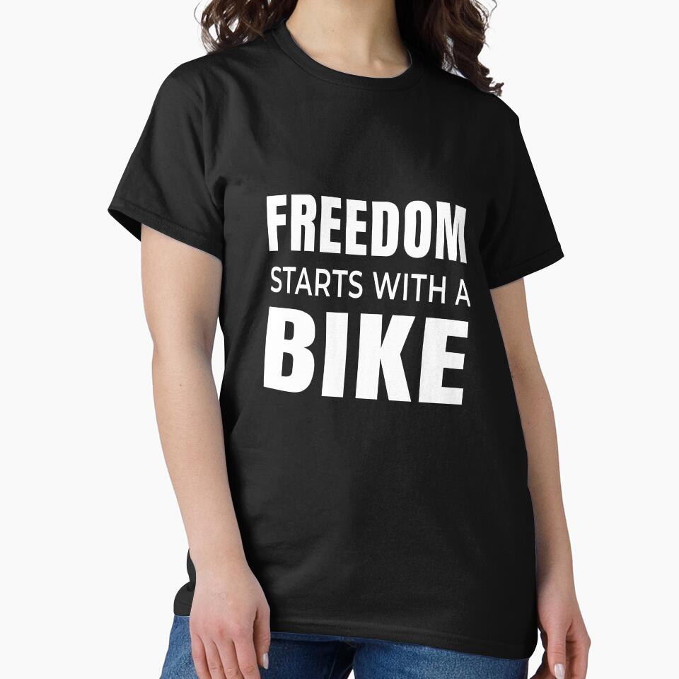 Freedom Starts With A Bike - Typography Bike Quote by ChainPower