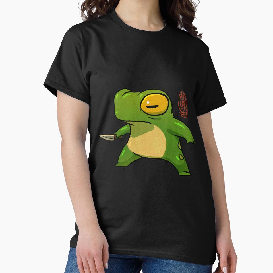knife wielding stabby gremlin frog artwork asian style by DingHuArt