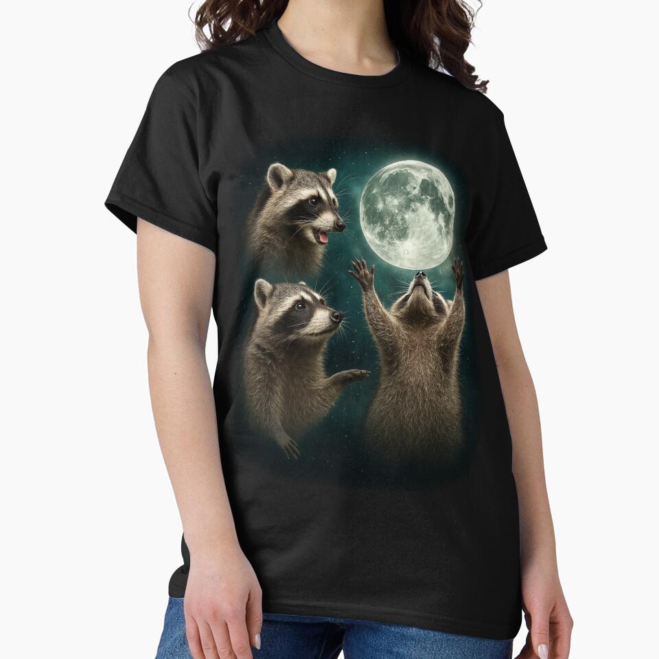 Raccoon 3 Racoons Howling At Moon Funny Weird Cursed by TynesDesign