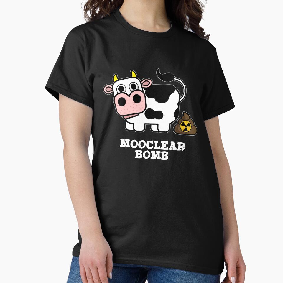 Mooclear Bomb Funny Cow Pun (Dark BG) by punnybone