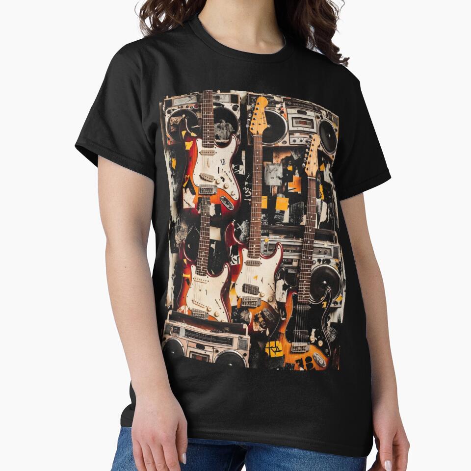 Grunge Sound Riot Stickerbomb – Vintage Guitar & Boombox Collage by ShirtsOfDeath