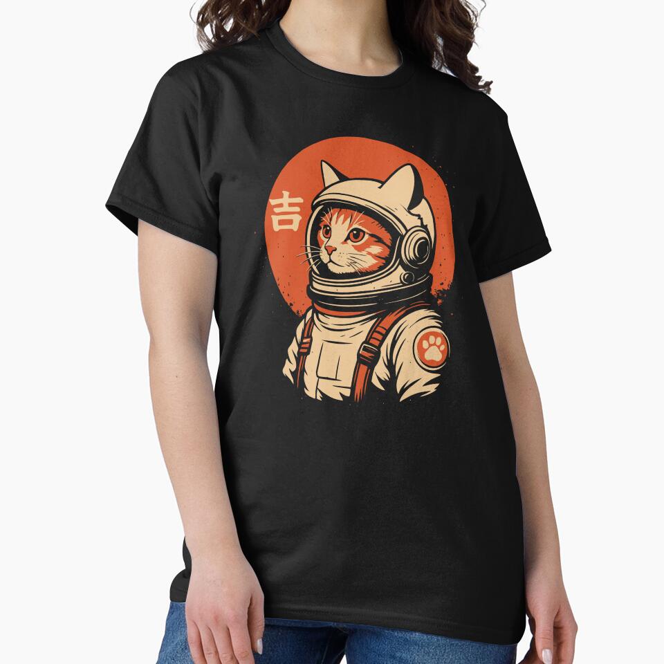 Space Cat Retro Japanese 1950s Art Good Luck by alenaz