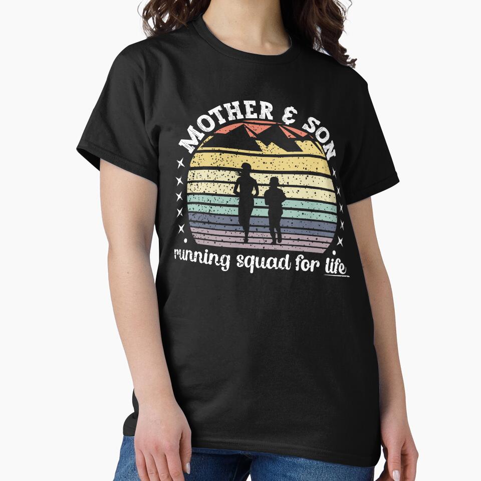 Vintage Sunset Mom & Son Running Squad| Mother & Son Matching Outfit - Black by PearlMoonGrapes