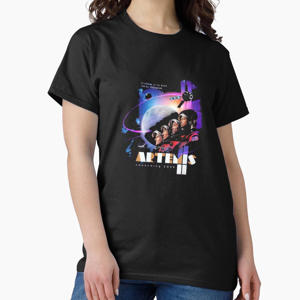 NASA Artemis II Retro Poster Front Shirt Design T-Shirt_86007952 by Kat Langworthy