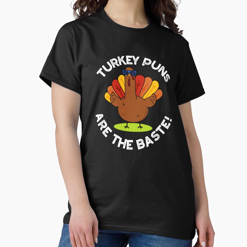 Turkey Puns Are The Baste Funny Food Pun (Dark BG) by punnybone