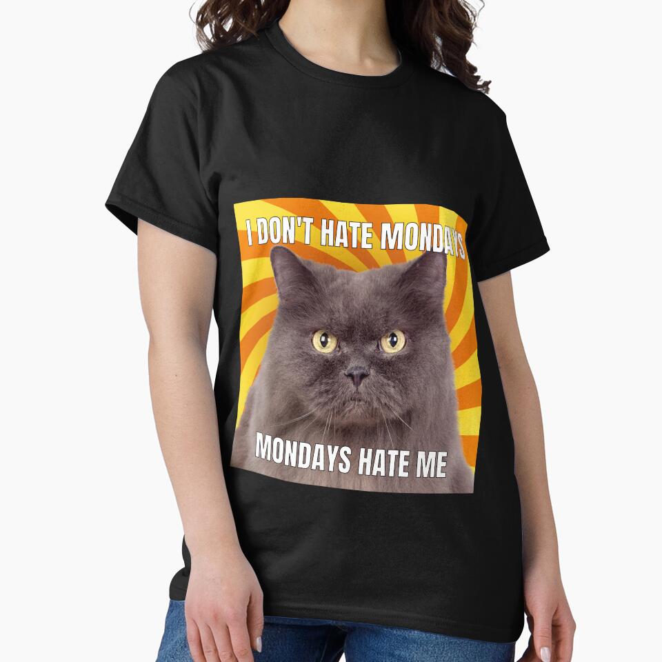 I dont Hate Mondays, Mondays hate me Cat Meme Funny Cool by popotamfriends