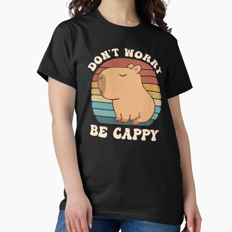 Retro Rodent Capybara Dont Be Worry Be Cappy Funny Saying by alenaz