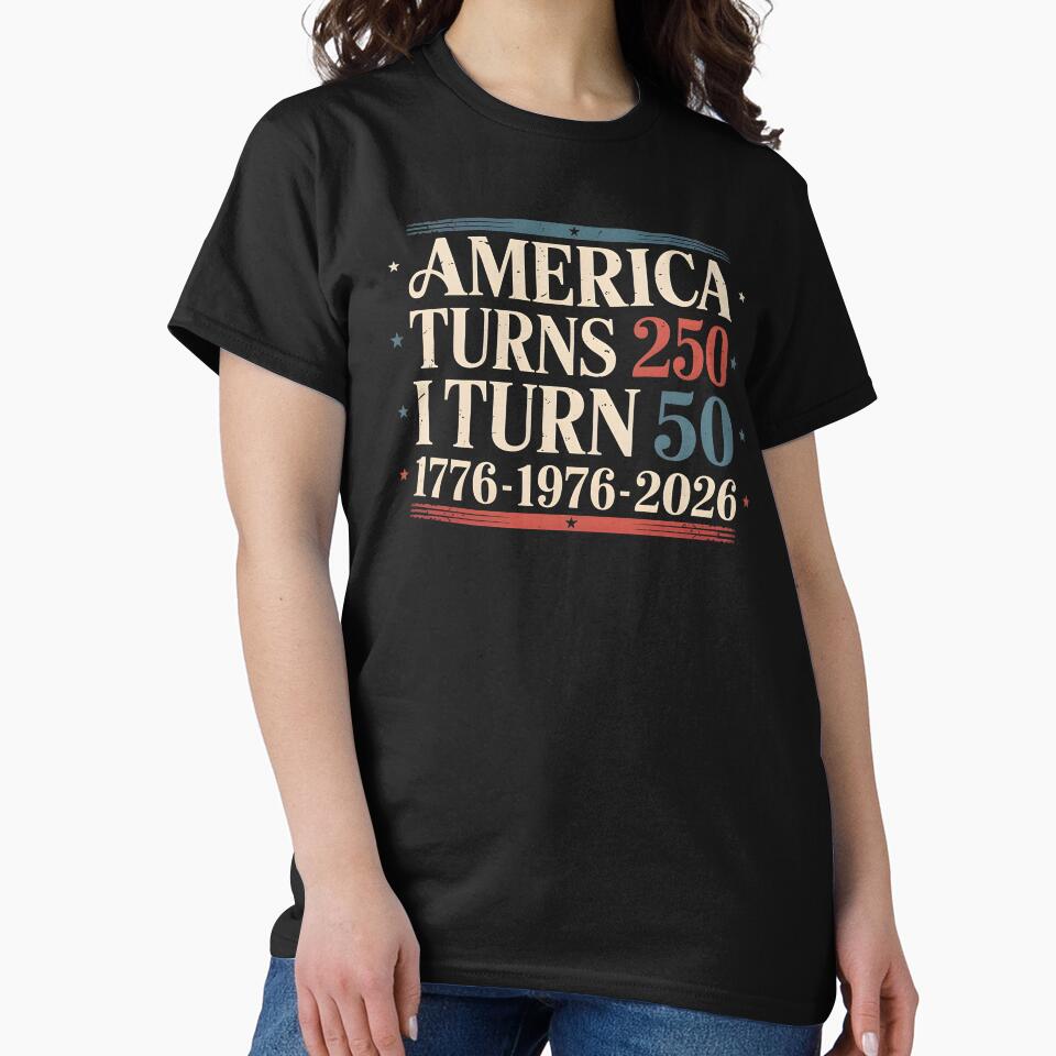 America Turns 250 I Turn 50 Funny 50th Birthday and 4th of July by Redgiant87x
