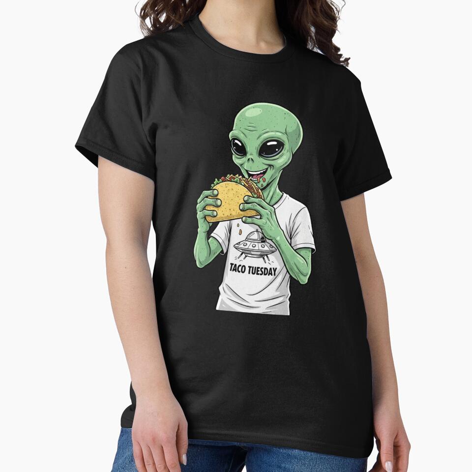 Alien Eating Taco – Taco Tuesday Funny Alien Design by LintonGriffin