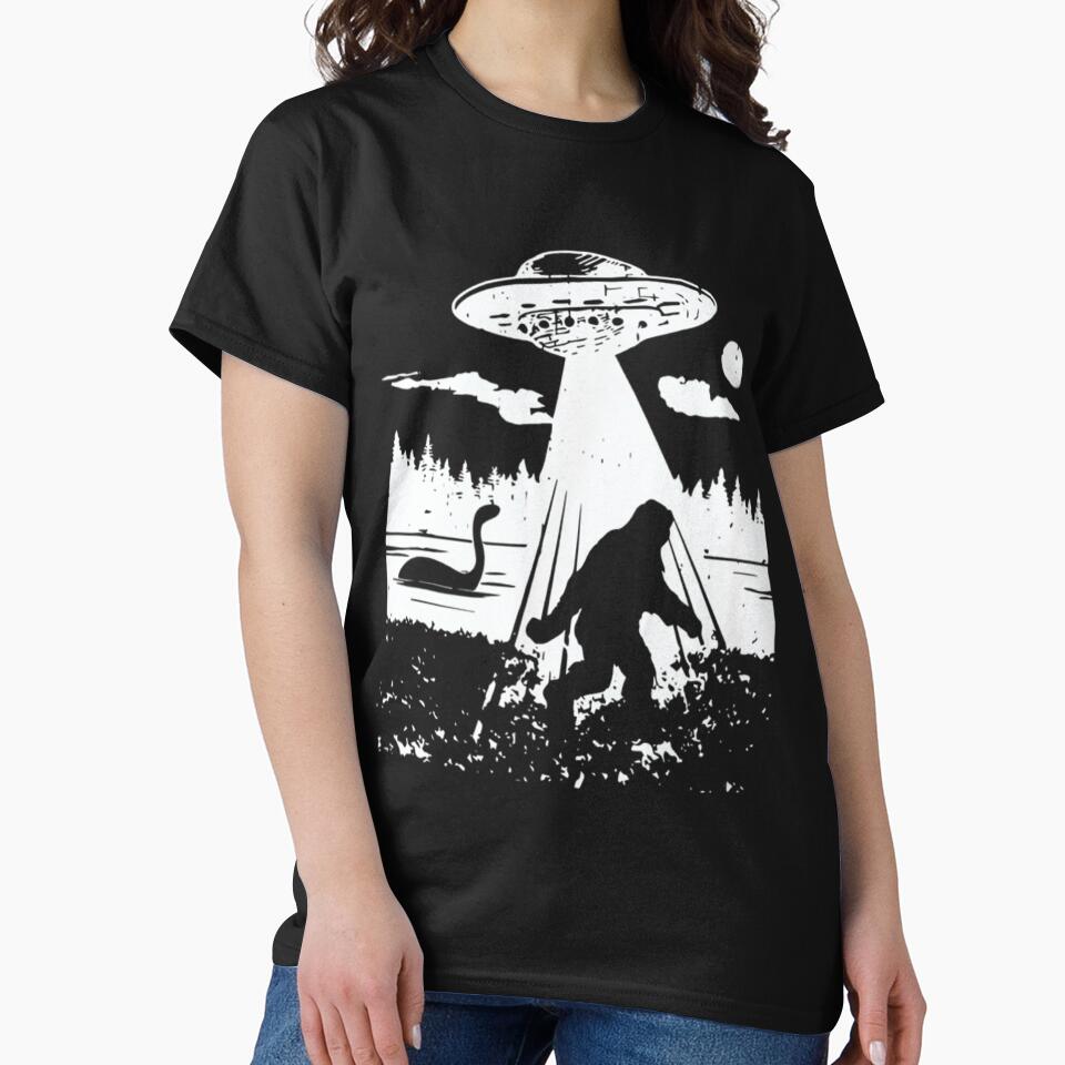 Bigfoot UFO Abduction Funny Sasquatch Aliens Cryptozoology by peachlovey