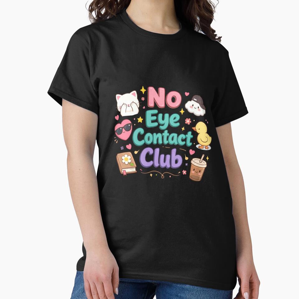 No Eye Contact Club Cute Introvert Aesthetic Design by Sanika arts