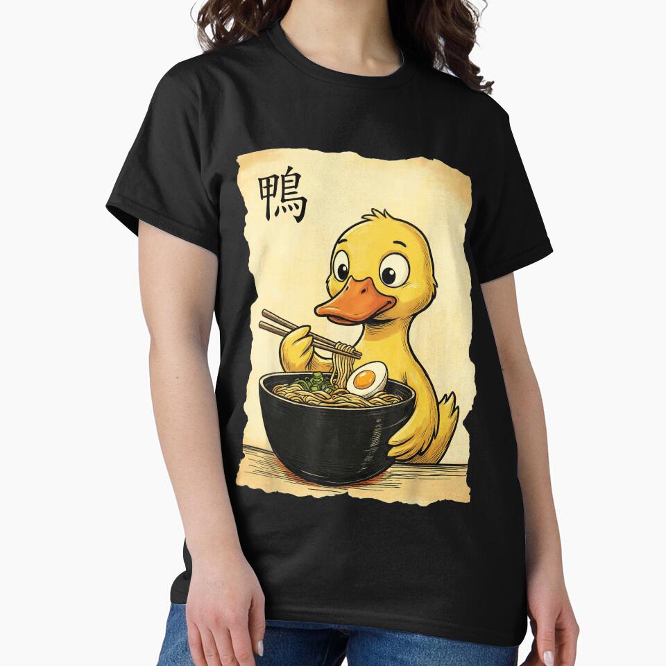 Cute Duck Eating Ramen Noodles - Kawaii Japanese Food Lover by Bongocomic