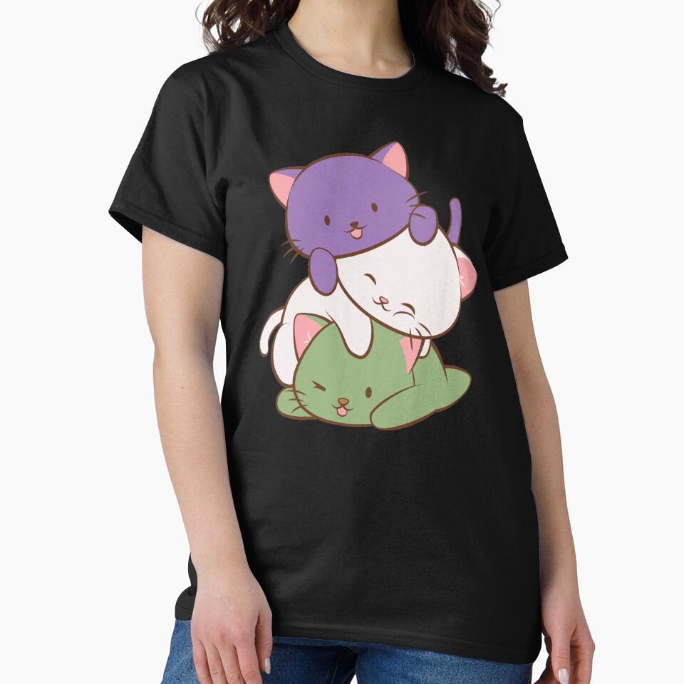 Genderqueer Pride Flag Kawaii Cats by Irene Koh