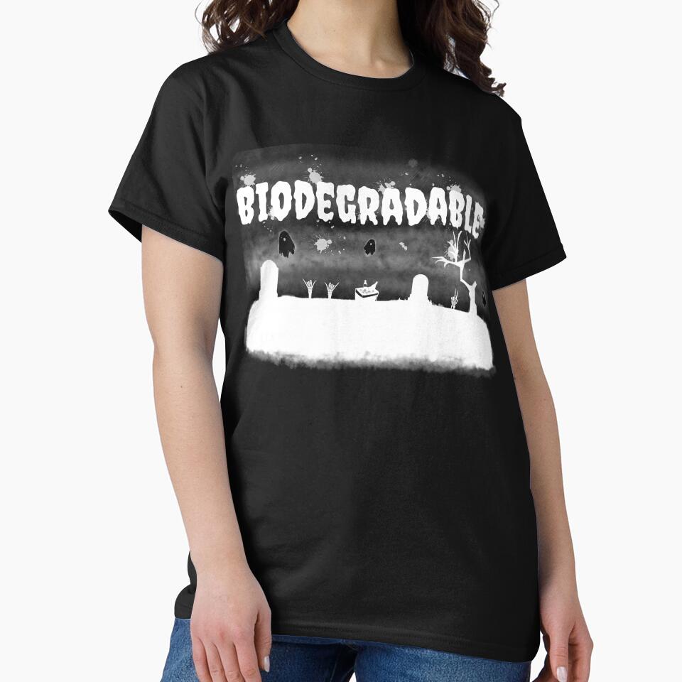 Biodegradable White Print by Rad Cat Apparel