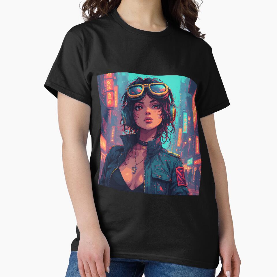 Retro Pixel Art Beautiful Girl In Cyberpunk by pexoboy