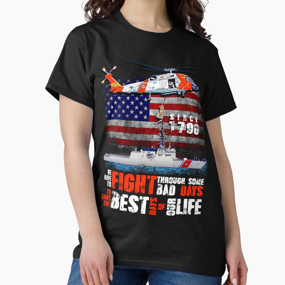 US Coast Guard Veteran T shirt Vintage Veteran Flag Tees T-Shirt by Aerolovers