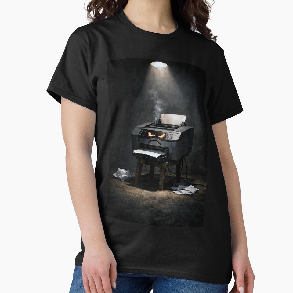 Angry Printer – Office Rage Dark Humor Art by MirAgency