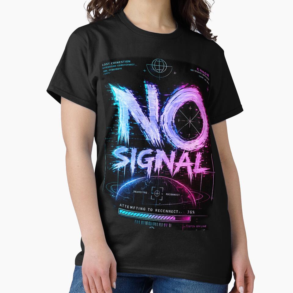 NO SIGNAL – Cyberpunk Glitch Streetwear Design by K Mood Studio