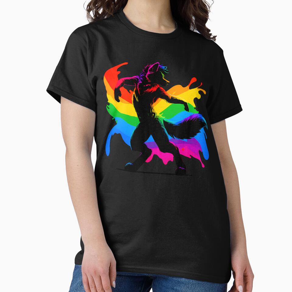 Raving Rainbow LGBTQ Furry Pride Wolf Fursona by BlueBullBazaar