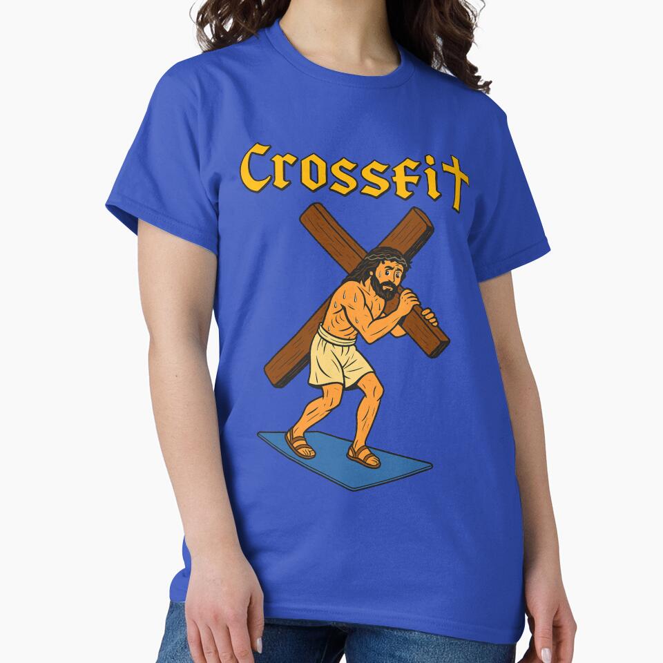 Crossfit – Medieval Jesus Workout Parody Tee by LatonaDesign