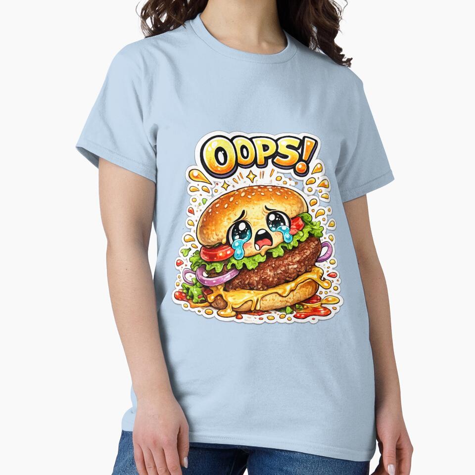 Oops Burger – Cute Kawaii Dropped Burger Manga Design by Kevin Shearer
