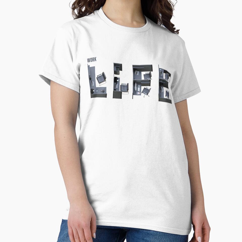Work life spelled with office cubicles - Funny Pun t-shirt by highdegreepro