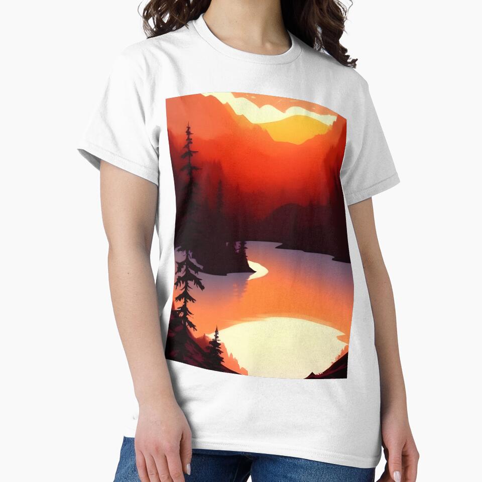 Add a Touch of Beauty and Tranquility to Your Home with Our Wide Range of Gorgeous Minimalist Landscape and Lake Sunrise Prints by supeart