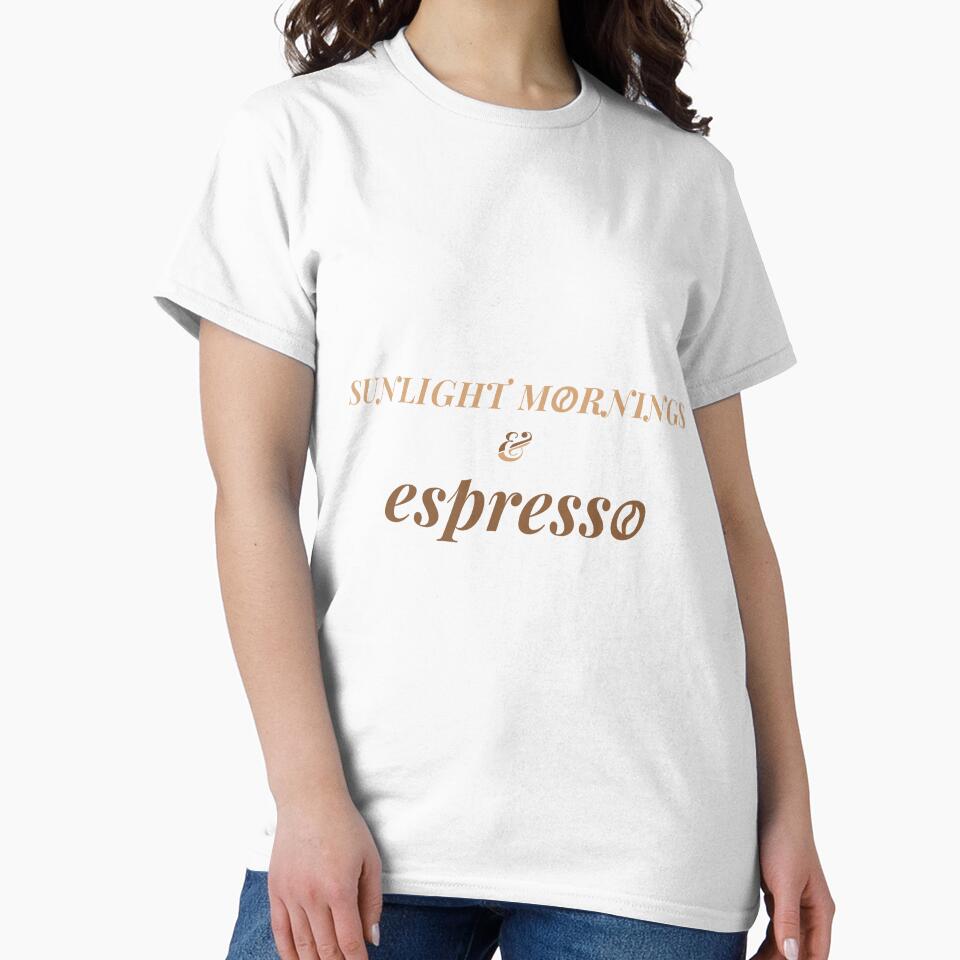 Sunlight Mornings & Espresso T-Shirt – Soft Aesthetic Coffee Lifestyle Tee by PixelCraftBD