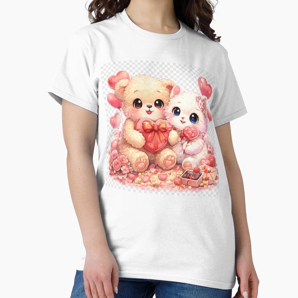 Kawaii Valentine Love – Cute Bear & Kitten by kimkosovo