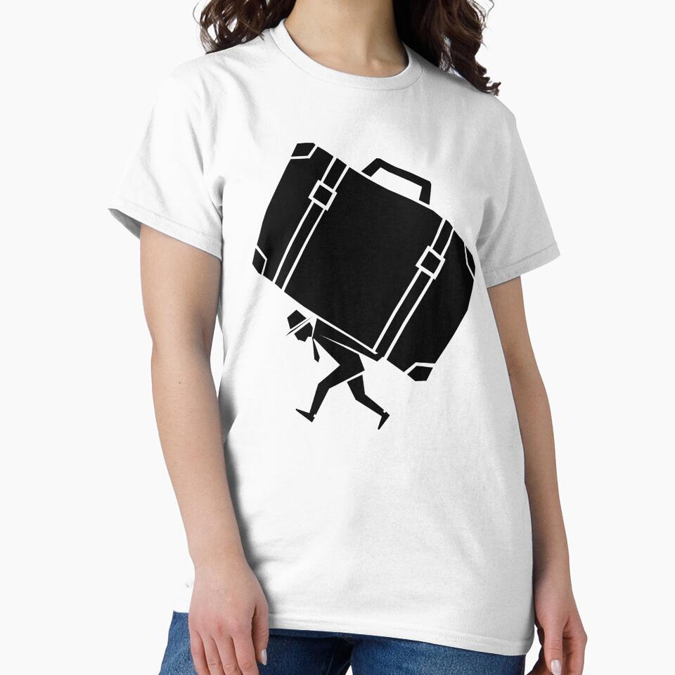 Geometric Person Carrying Oversized Suitcase by quibrak