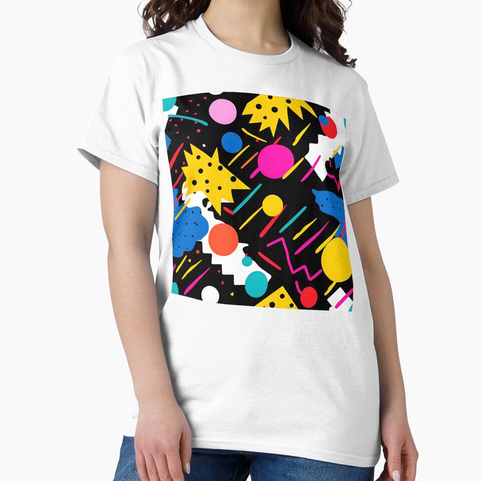 Pop Art Pink, Blue, Yellow, Black Abstract Designs by DEC02