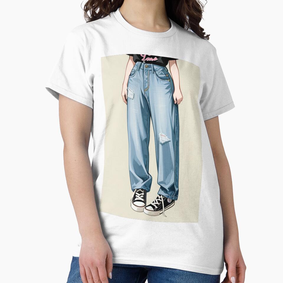 Fashion - Casual outfit black tee distressed jeans by AnimeShin